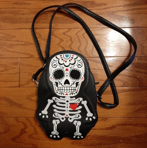 Sugar Skull Purse Day of the Dead Sleepyville Critters Like New - Picture 1 of 4